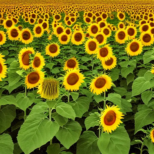 Image similar to A field of sunflowers glowing at night scenic, beuatiful, photo, 8K