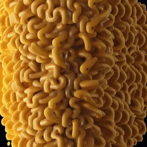 Prompt: a 3 d render of a person made of macaroni and cheese