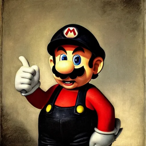 Prompt: mario, by rembrandt