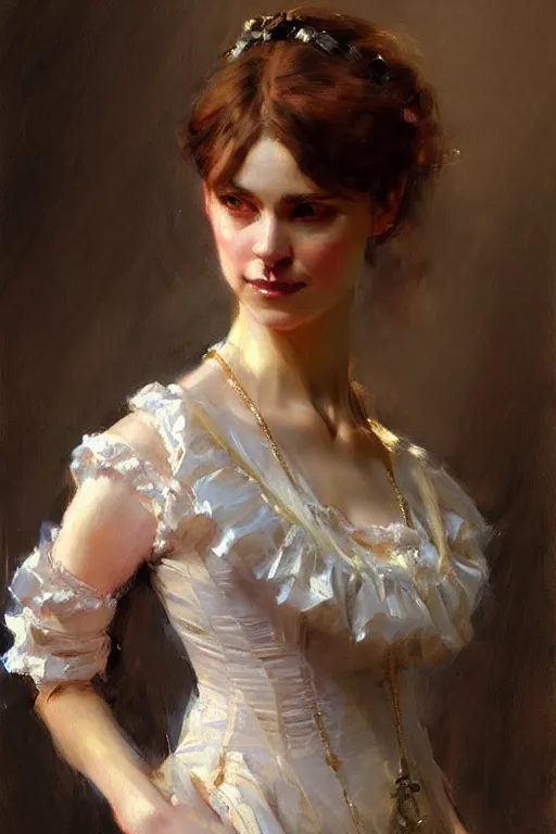 Image similar to victorian lady, painting by daniel gerhartz, alphonse murac, detailed art, artstation