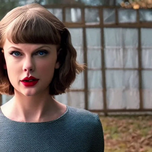 Image similar to still from Stranger Things season 6 - Taylor Swift as evil queen Brunhilda