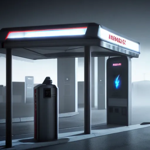 Image similar to charging kiosk, brutalist, futuristic, unreal engine, 4k, 3d render, artstation, cgsociety