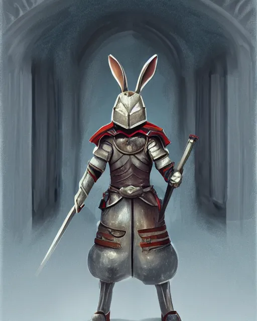 Image similar to Rabbit Knight guarding a door, digital painting, detailed concept art