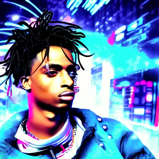 Image similar to playboi carti in cyber punk style digital art 4 k detailed super realistic