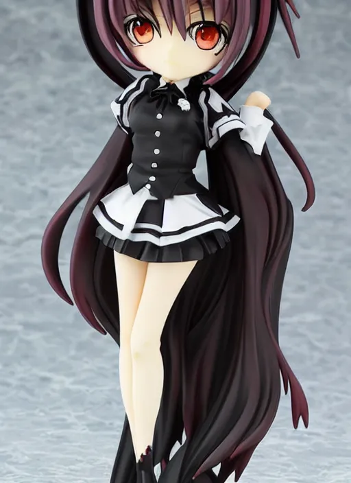 Image similar to 80mm, resin anime figure detailed of a school girl with black skirt, white blouse and gothic boots
