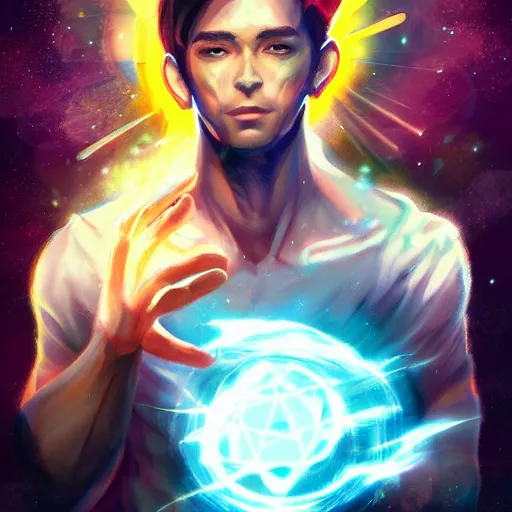 Image similar to a powerful psychic man emitting psychic powers, by ross tran, aesthetic!