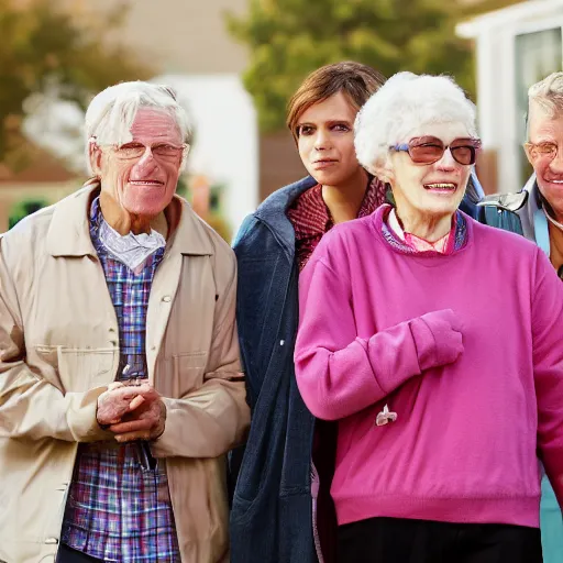 Prompt: photo still for a movie about old people in high school