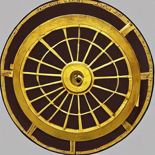 Image similar to an ancient golden wheel of fortune.