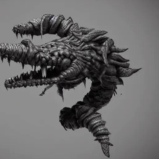 Image similar to corruption worm, art station, concept art, 3D render, horror, dark