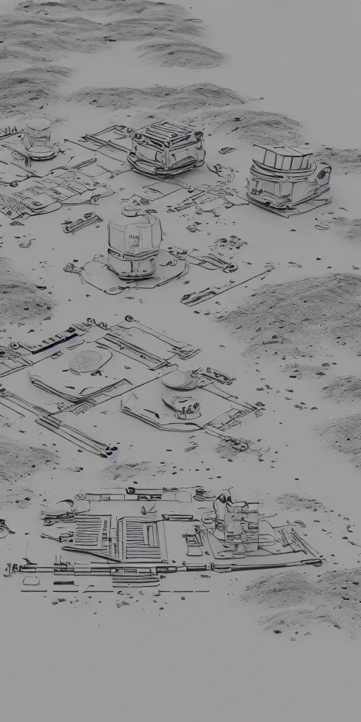 Image similar to sand table, mars base, building planning, future technology, high detail, 8 k, sketch.