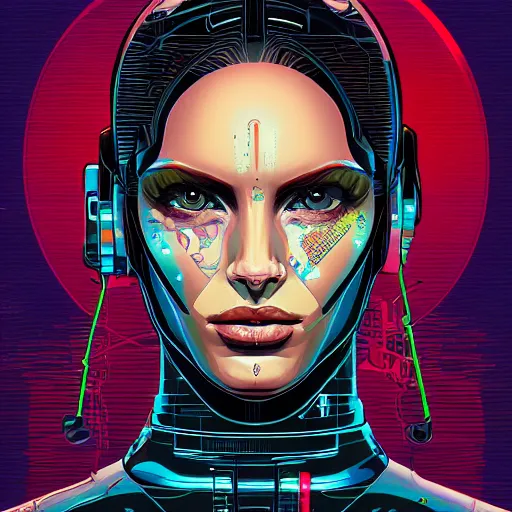 Image similar to a portrait of a female android, by Dan Mumford and Sandra Chevrier, 4k