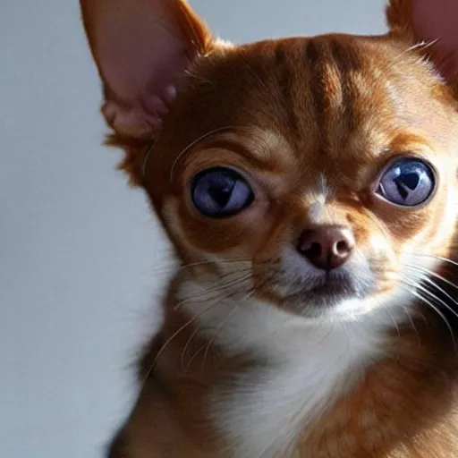 Image similar to a cat-chihuahua hybrid