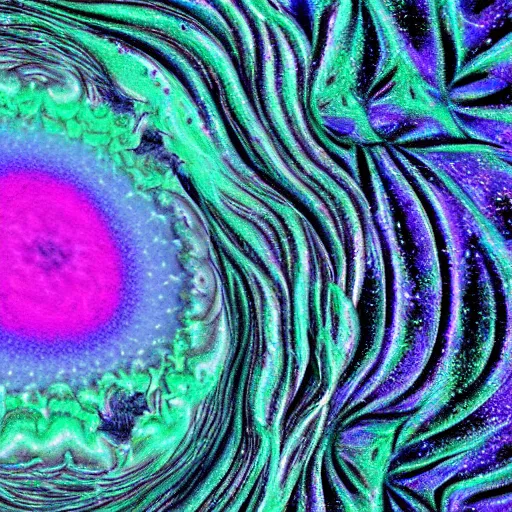 Prompt: a fractal warp core made of slime exploding, artwork by star trek