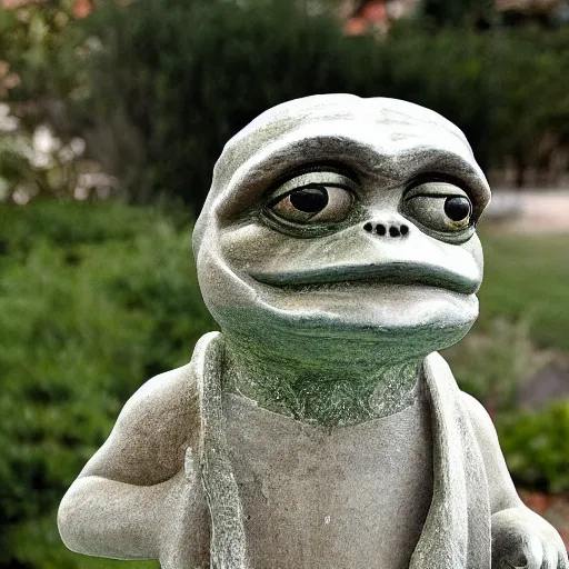 Prompt: greek statue of pepe the frog