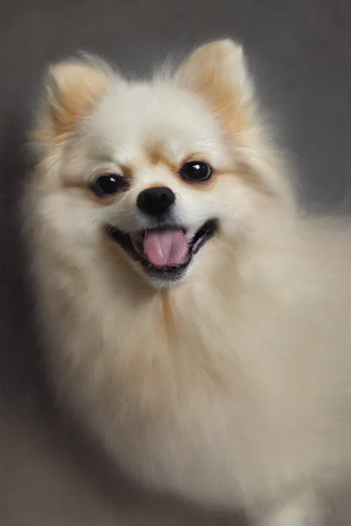 Prompt: pomeranian by zhaoming wu, nick alm, chromatic aberration