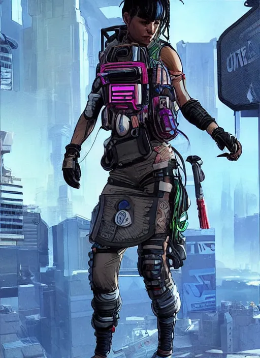 Prompt: apex legends cyberpunk athlete. concept art by james gurney and mœbius. cinematic, hyper realism, realistic proportions, dramatic lighting, high detail 4 k