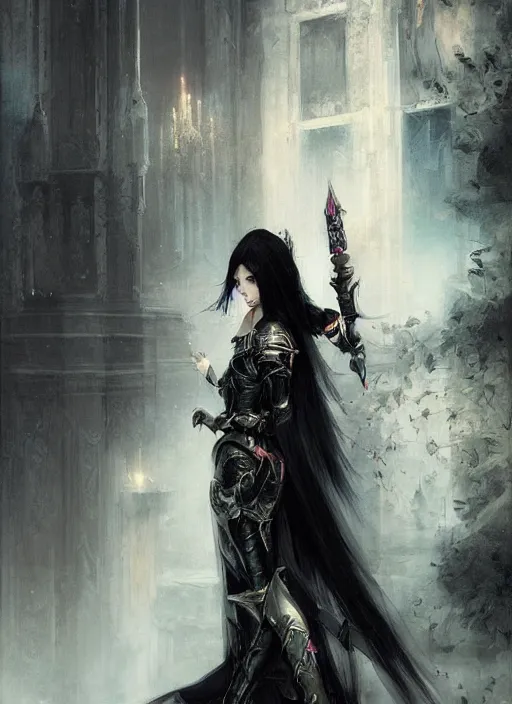 Prompt: imperial princess knight gothic girl. by ruan jia, by robert hubert, illustration