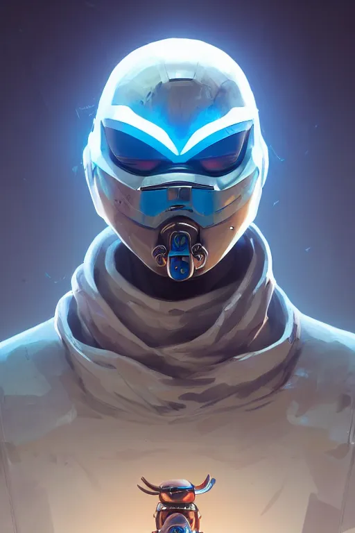 Image similar to epic mask helmet robot ninja portrait stylized as fornite style game design fanart by concept artist gervasio canda, behance hd by jesper ejsing, by rhads, makoto shinkai and lois van baarle, ilya kuvshinov, rossdraws global illumination radiating a glowing aura global illumination ray tracing hdr render in unreal engine 5