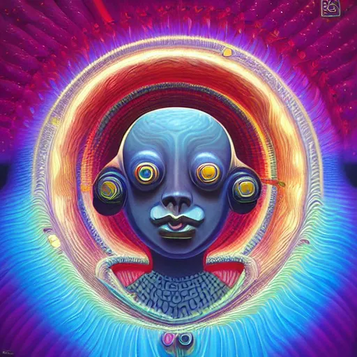 Image similar to psychedelic astronaut attaining enlightenment in the style of octavio ocampo naoto hattori, cg society, trending on artstation, award winning