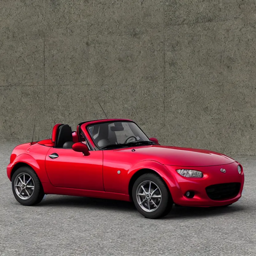 Prompt: miata mx 5, 9 0 s miata pop up, kyza saleem, realistic, 4 k, red