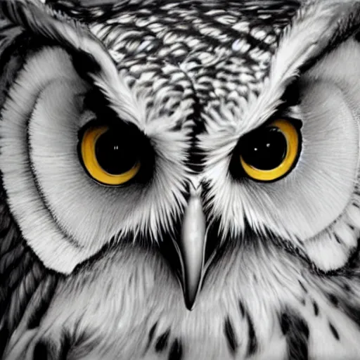 Prompt: photorealistic drawing of a long owl