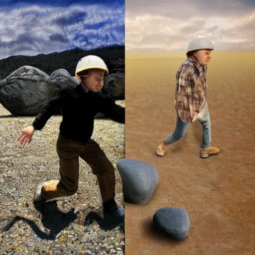 Image similar to time traveler moves a rock