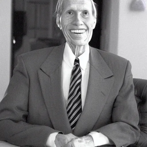 Prompt: A photograph portrait of old Jerma985 in his eighties who looks like Jerma985 wearing a suit in the 1990s, taken in the early 1990s, grainy, taken on a 1990s Camera, realistic, hyperrealistic, very realistic, highly detailed, very detailed, extremely detailed, detailed, digital art, trending on artstation