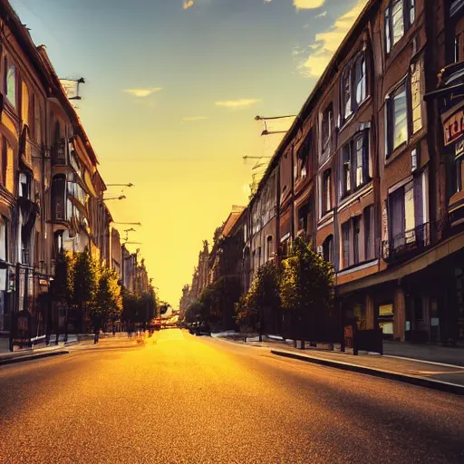 Image similar to beautiful photograph of a street during a golden hour