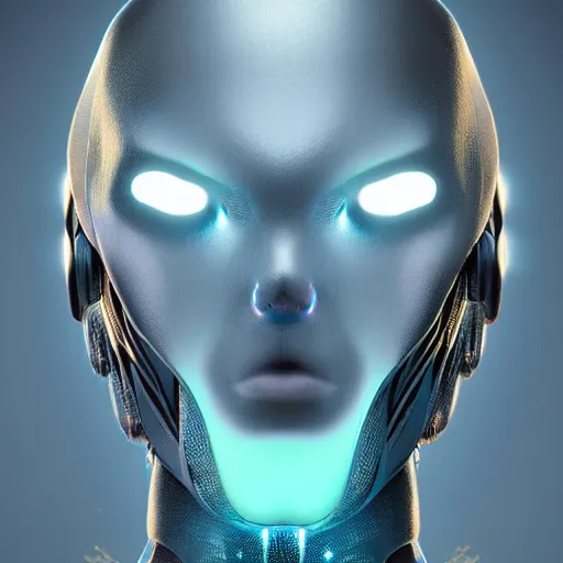 Image similar to sophisticated portrait of glowing, warm, atmospheric, misty, leds, futuristic cybernetic warrior alien in profile, highly intricate, detailed humanoid, trending on artstation