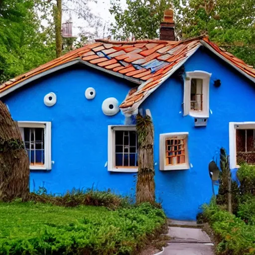 Prompt: smurf house.rutkowski