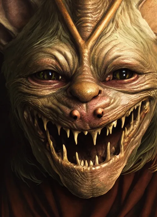 Image similar to highly detailed closeup portrait of a medieval goblin wearing cat helmets, stephen bliss, unreal engine, greg rutkowski, ilya kuvshinov, ross draws, hyung tae and frank frazetta, tom bagshaw, tom whalen, nicoletta ceccoli, mark ryden, earl norem, global illumination, god rays, detailed and intricate environment