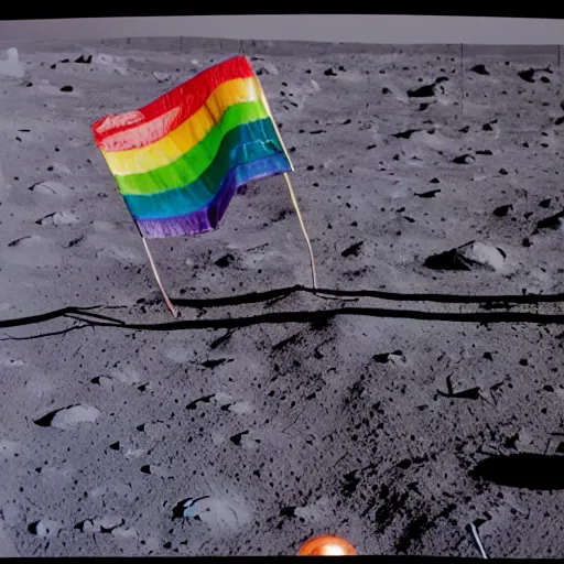 Prompt: lgbt pride parade on the moon 4k