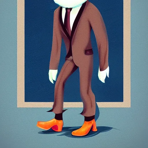 Prompt: stylized digital art expressive furry art painting by blotch and rukis of an anthro otter full body wearing suit and tie walking to his job