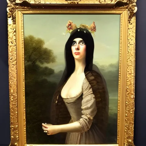 Image similar to lady gaga as a handmaiden, 1 8 0 0 s oil on canvas painting,