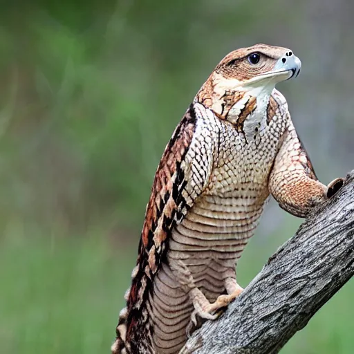 Image similar to hybrid animal of rattlesnake and falcon