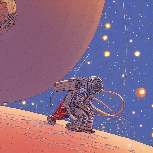 Prompt: Liminal space in outer space by Jean Giraud