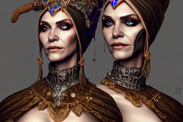 Image similar to a full portrait of a beautiful woman wearing, wearing extremely detailed attire, slim complexity, extremely detailed eyes, medievil, dnd, extremely detailed, high quality, trending on artstation, photo realistic