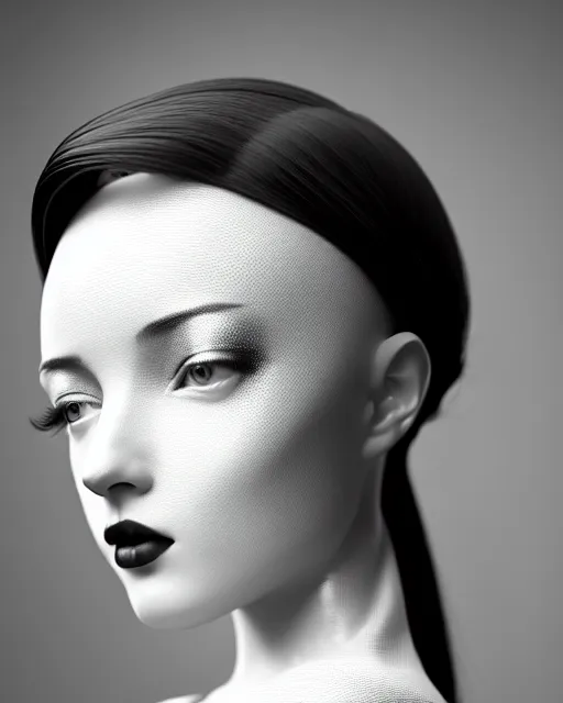 Image similar to black and white dreamy young beautiful female artificial intelligence, cinematic, rim light, photo - realistic, elegant, high detail, 8 k, masterpiece, photo taken in 1 9 3 0