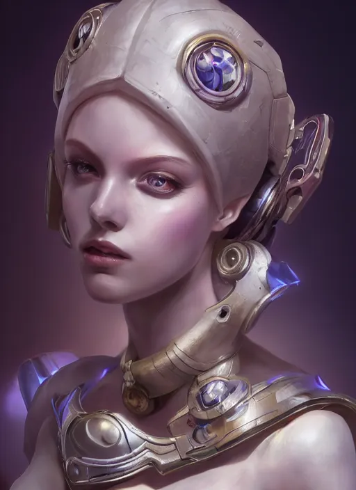 Image similar to orianna, from league of legends, au naturel, hyper detailed, metal skin, digital art, trending in artstation, cinematic lighting, studio quality, smooth render, unreal engine 5 rendered, octane rendered, art style by klimt and nixeu and ian sprigger and wlop and krenz cushart