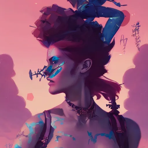 Image similar to a beautiful punkrocker in crop top, concept art by pete mohrbacher and guweiz and ilya kuvshinov, digital art, highly detailed, intricate, sharp focus, trending on artstation hq, deviantart, unreal engine 5, 4 k uhd image