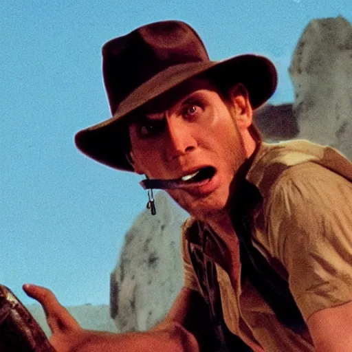 Prompt: Live Action Still of Jerma in Raiders of the Lost Ark, real life, hyperrealistic, ultra realistic, realistic, highly detailed, epic, HD quality, 8k resolution, body and headshot, film still