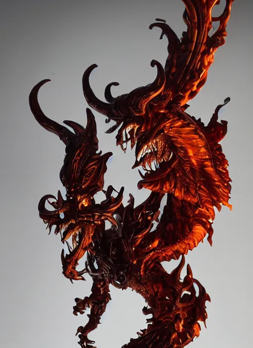 Prompt: high intricate sculpture of a baroque hellfire demon made of fire, studio light, maria panfilova, andrea savchenko, mike kime, ludovic plouffe, qi sheng luo, oliver cook, trending on artstation