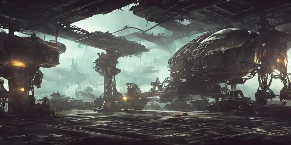 Prompt: steampunk spaceship interior, mech intruders, under attack, guards, unreal 5, hyperrealistic, realistic, photorealistic, dynamic lighting, highly detailed, cinematic landscape, studio landscape, studio lighting,