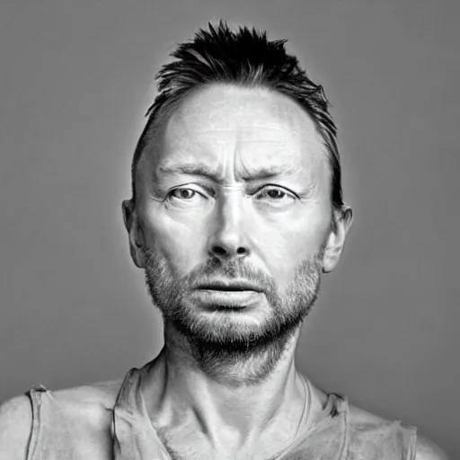 Prompt: thom yorke imitation, ultrafine detail, hyper realistic face, beautiful eyes, chiaroscuro, associated press photo, eyes reflecting into eyes reflecting into infinity