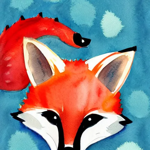 Image similar to watercolor, children book illustration, fox, white background