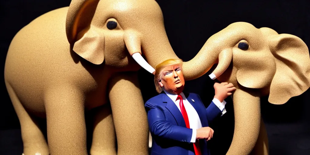 Image similar to donald trump eating an elephant, inspired by tom richmond