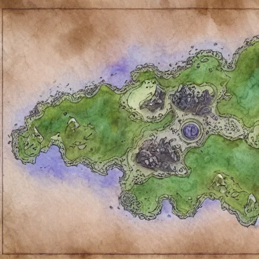 Image similar to D&D style fantasy map design, watercolour