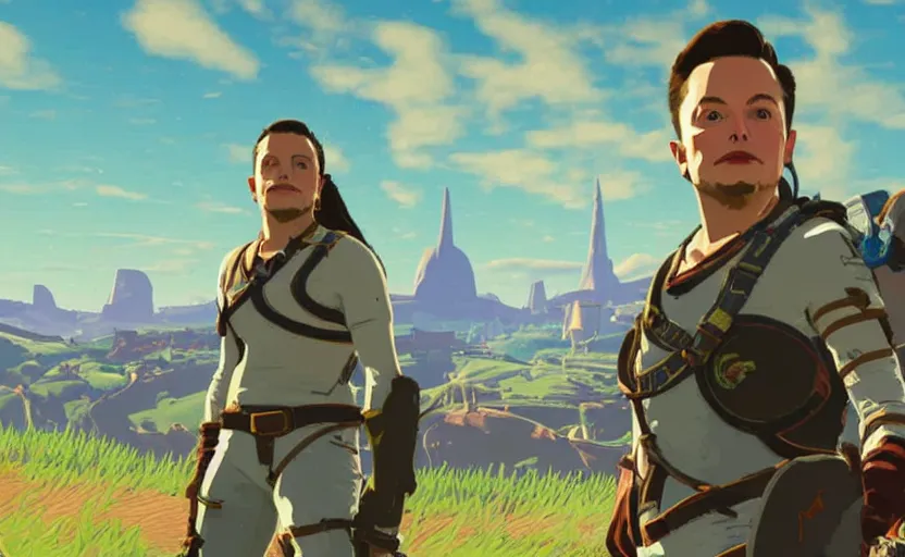 Prompt: Elon Musk in Breath of the Wild