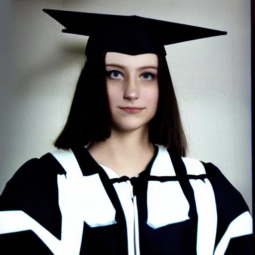 Prompt: high school graduation photo of a human replicant 1 9 9 1