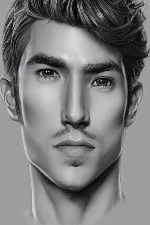 Image similar to a highly detailed portrait of a handsome man in the style of artgerm.